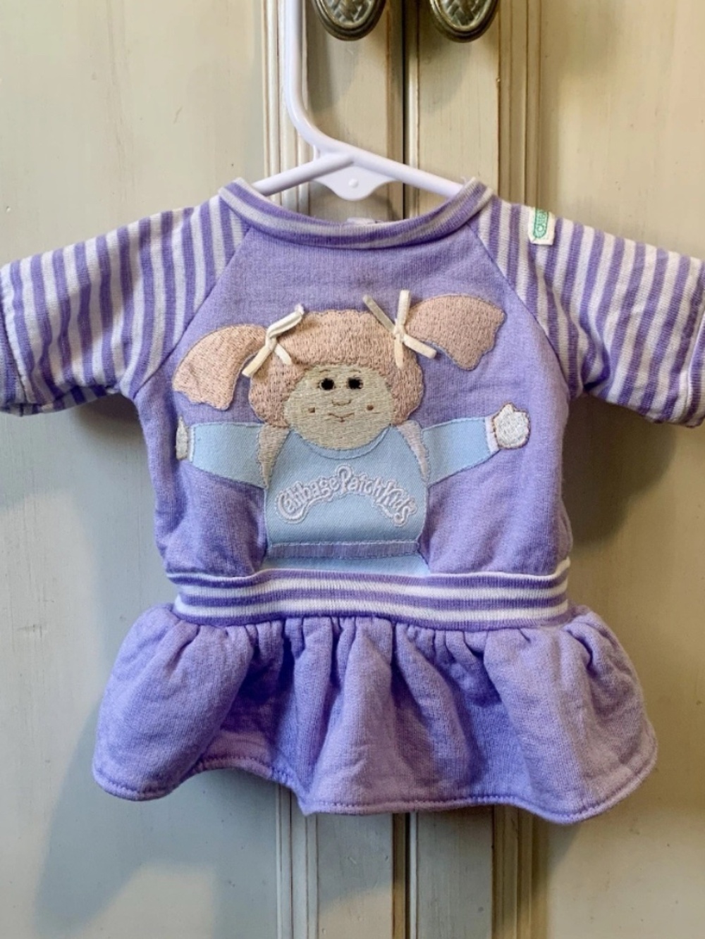 Vintage Cabbage Patch Kids Doll Purple Portrait Dress